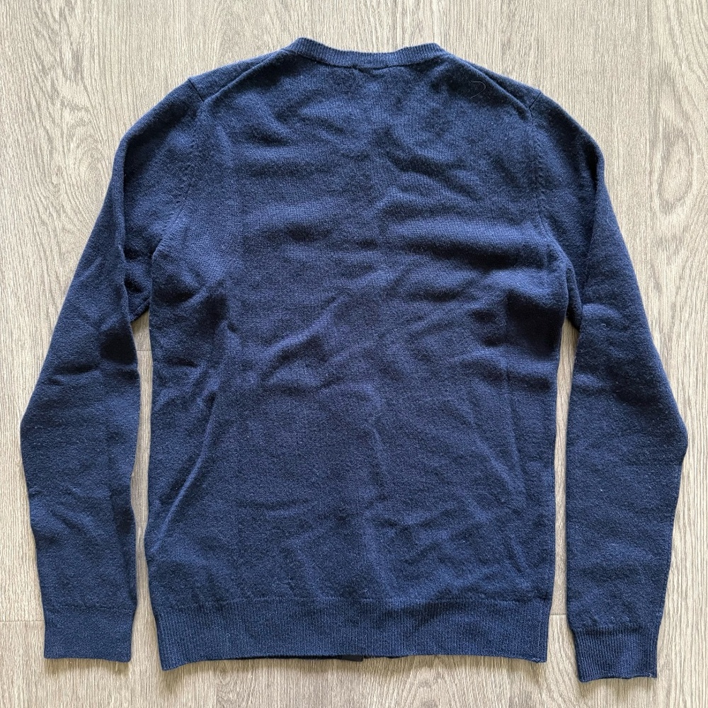 United Colors Of Benetton Navy Blue Button-Up Crewneck Sweater - Picture 6 of 6